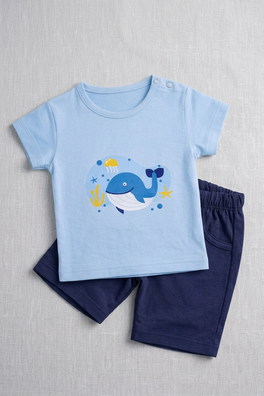 Knicker Suit Baby Whale Print