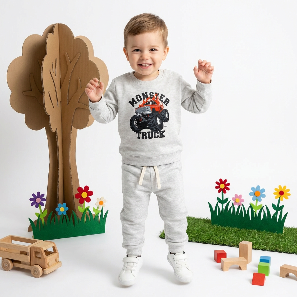 Pajama Suit fleece Monster truck - Little Hug