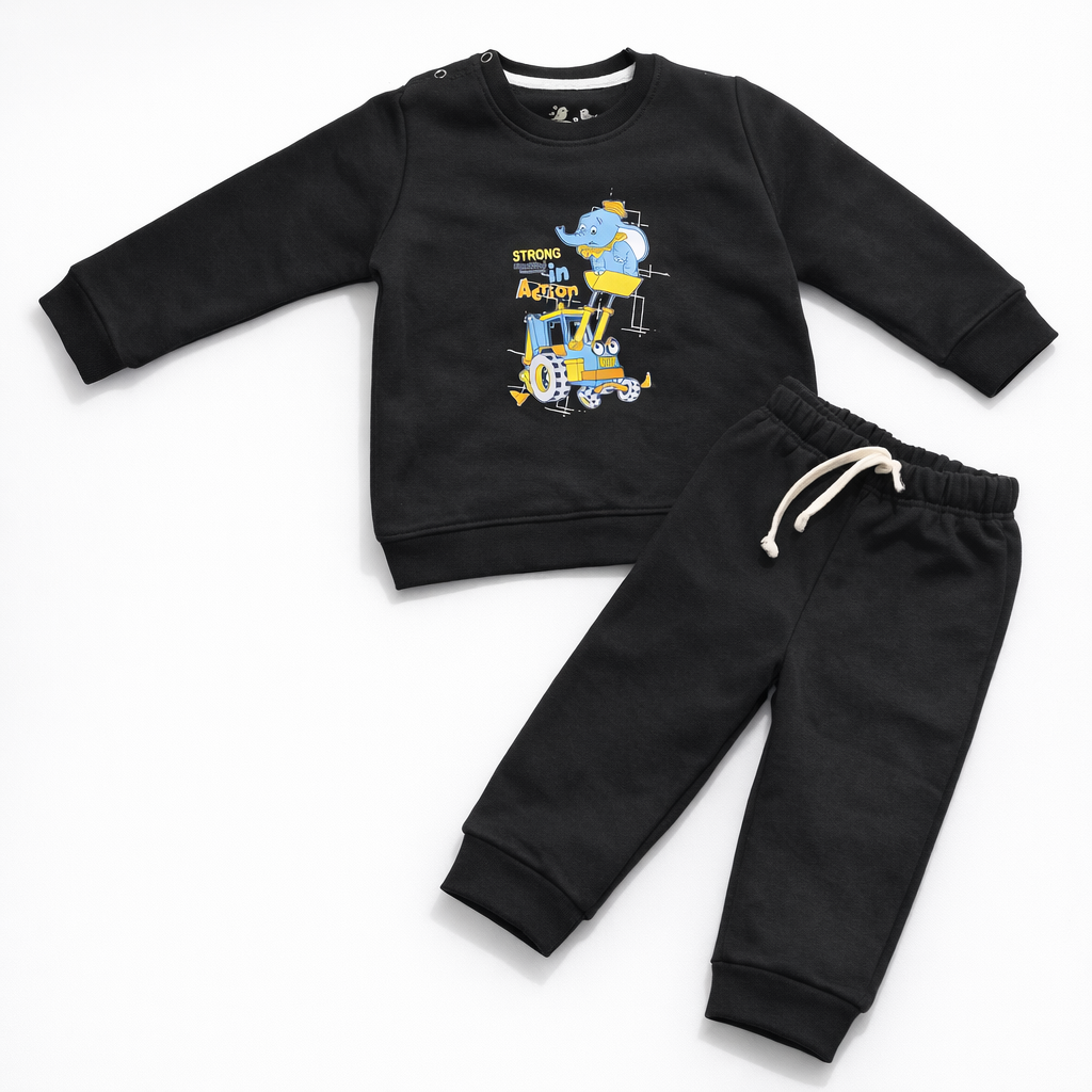 Pajama Suit fleece strong in action elephant - Little Hug