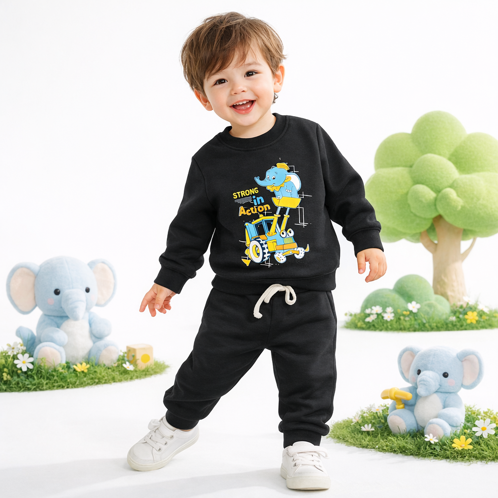 Pajama Suit fleece strong in action elephant - Little Hug