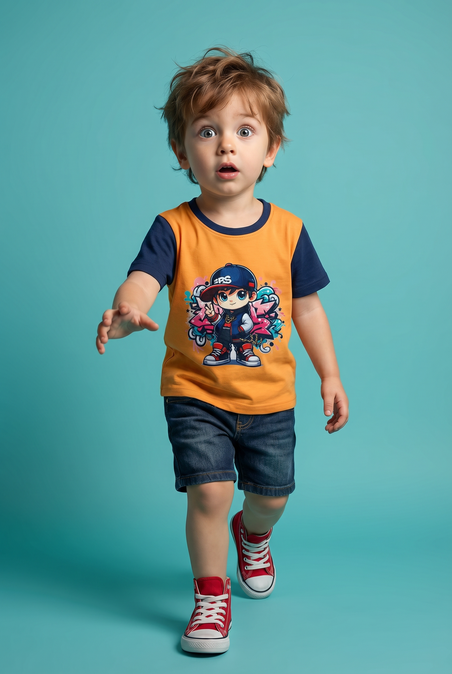 T-Shirt Cap Boy Theme Print