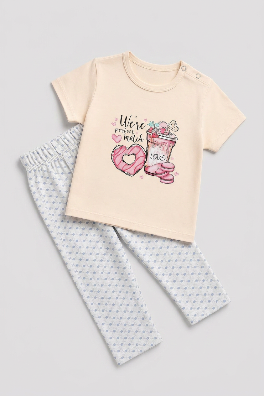 Girls Tight Suit Donut & Cookies Print