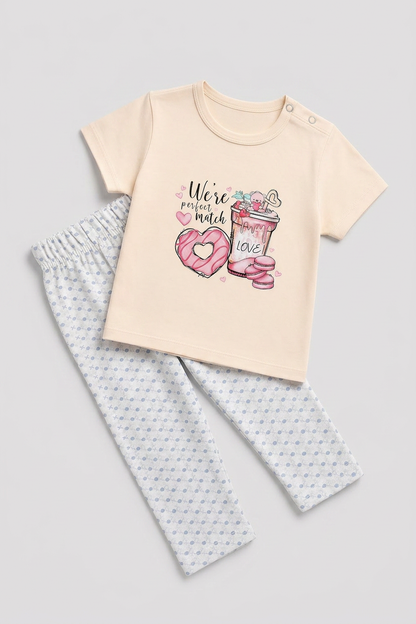 Girls Tight Suit Donut & Cookies Print