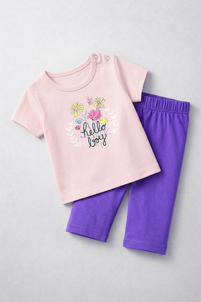 Girls Tight Suit Flowers Print