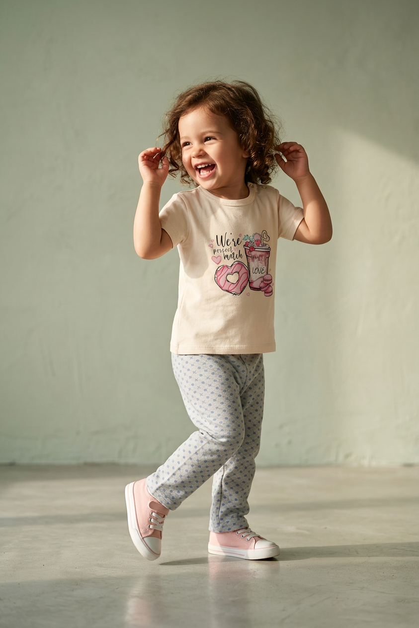 Girls Tight Suit Donut & Cookies Print