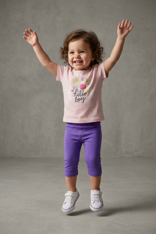 Girls Tight Suit Flowers Print